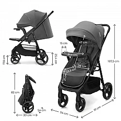 Kinderkraft TRIG 3 бебешка количка с табла GRANITE GREY