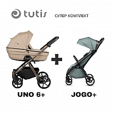 Tutis UNO 6+ бебешка количка 2в1 146 Nougat + JOGO+ mint