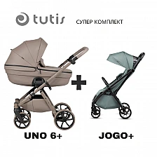 Tutis UNO 6+ Leather бебешка количка 2в1 185 Nocciola + JOGO+ mint