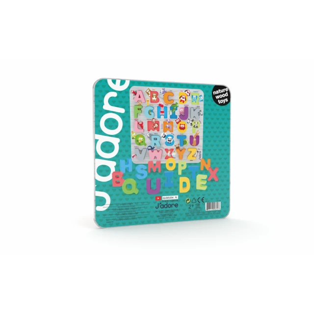 Wooden puzzle, J′adore, ABC letters
