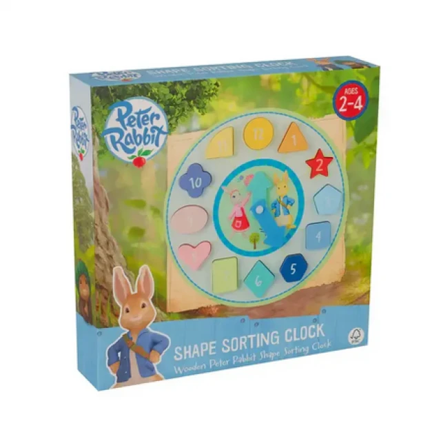Дървен Пъзел Peter Rabbit, Часовник, пастелни цветове