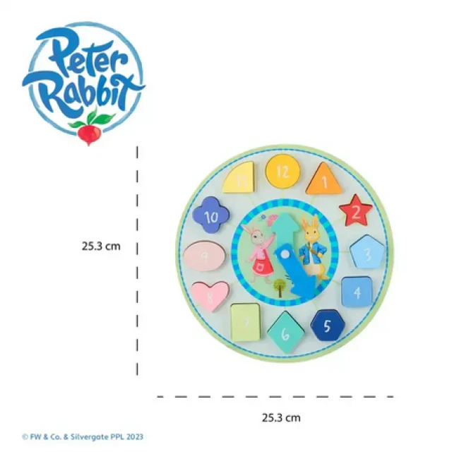 Дървен Пъзел Peter Rabbit, Часовник, пастелни цветове