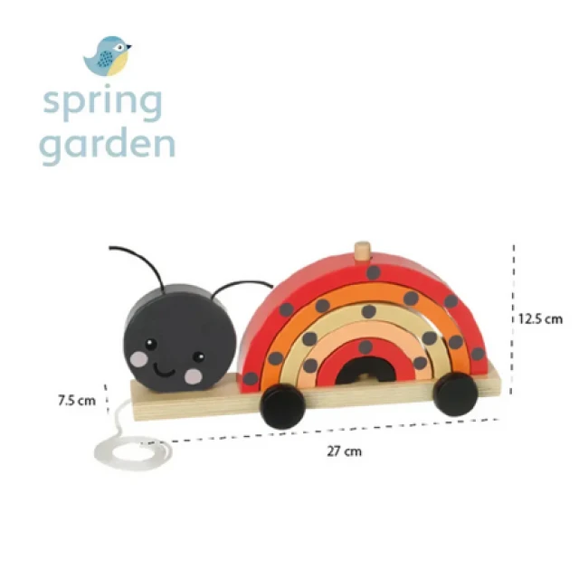 Pull and string toy Ladybug - Spring Garden