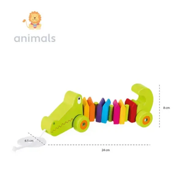 Дървен крокодил за дърпане - Animals