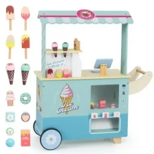 Wooden mobile ice cream cart with accessories, Costway
