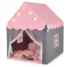 Tent with lights and mat, pink, Costway