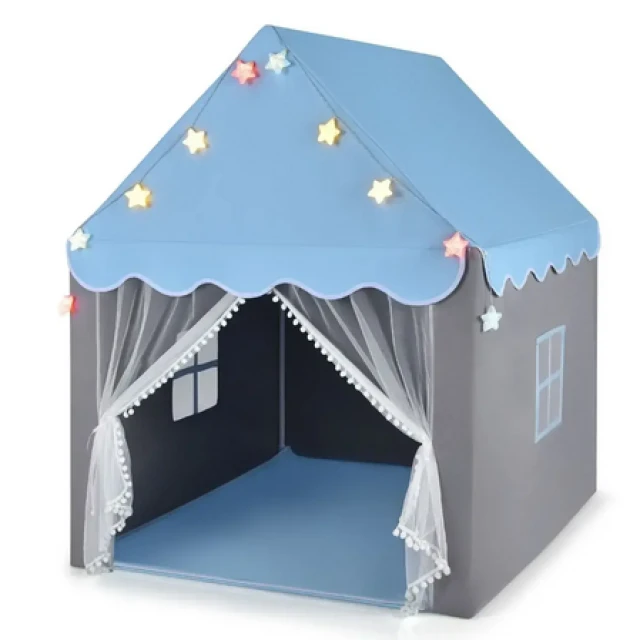 Tent with lights and mat, blue, Costway