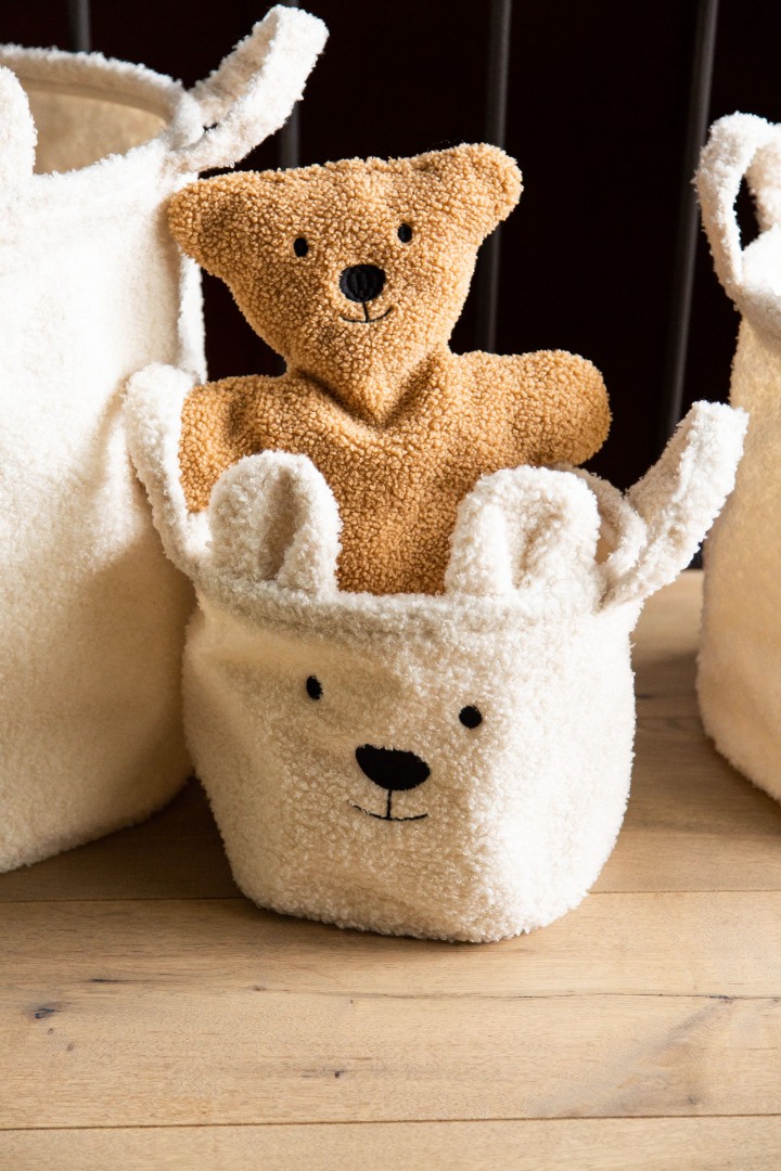 Kош за съхранение 25x20x20 см teddy бял