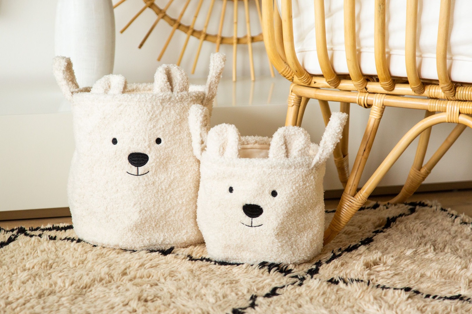 Kош за съхранение 30x30x30 см teddy бял