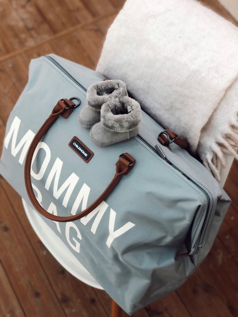 Чанта Mommy Bag сиво/екрю