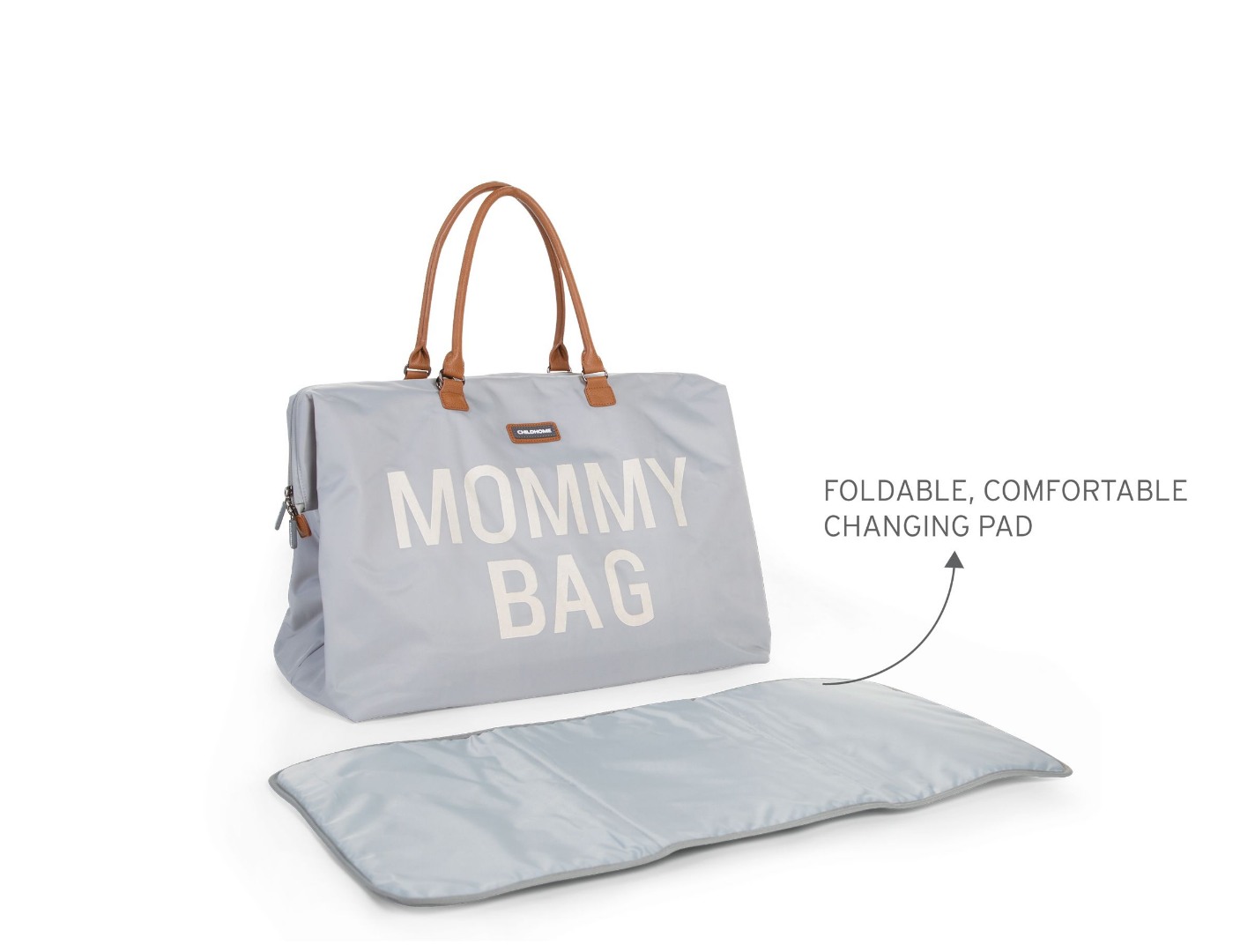 Чанта Mommy Bag сиво/екрю