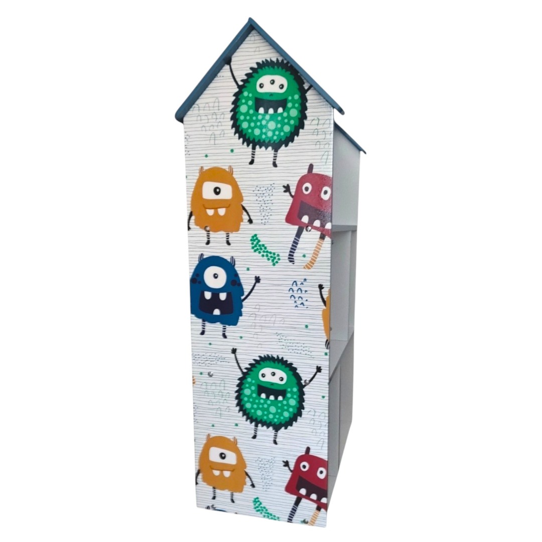 Детска Дървена Етажерка за Съхранение на Играчки и Книжки - Къщичка UNIVERSE