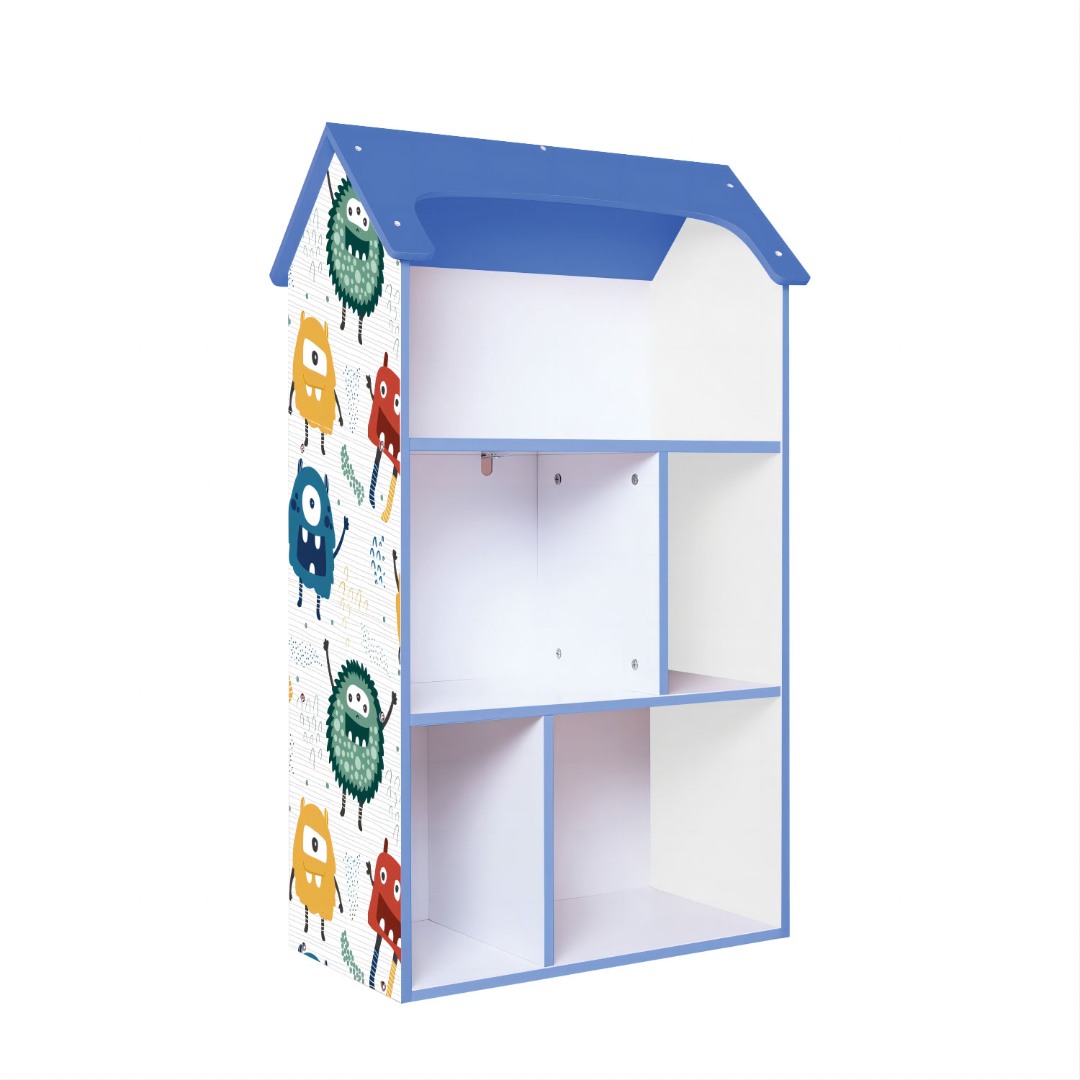 Детска Дървена Етажерка за Съхранение на Играчки и Книжки - Къщичка UNIVERSE