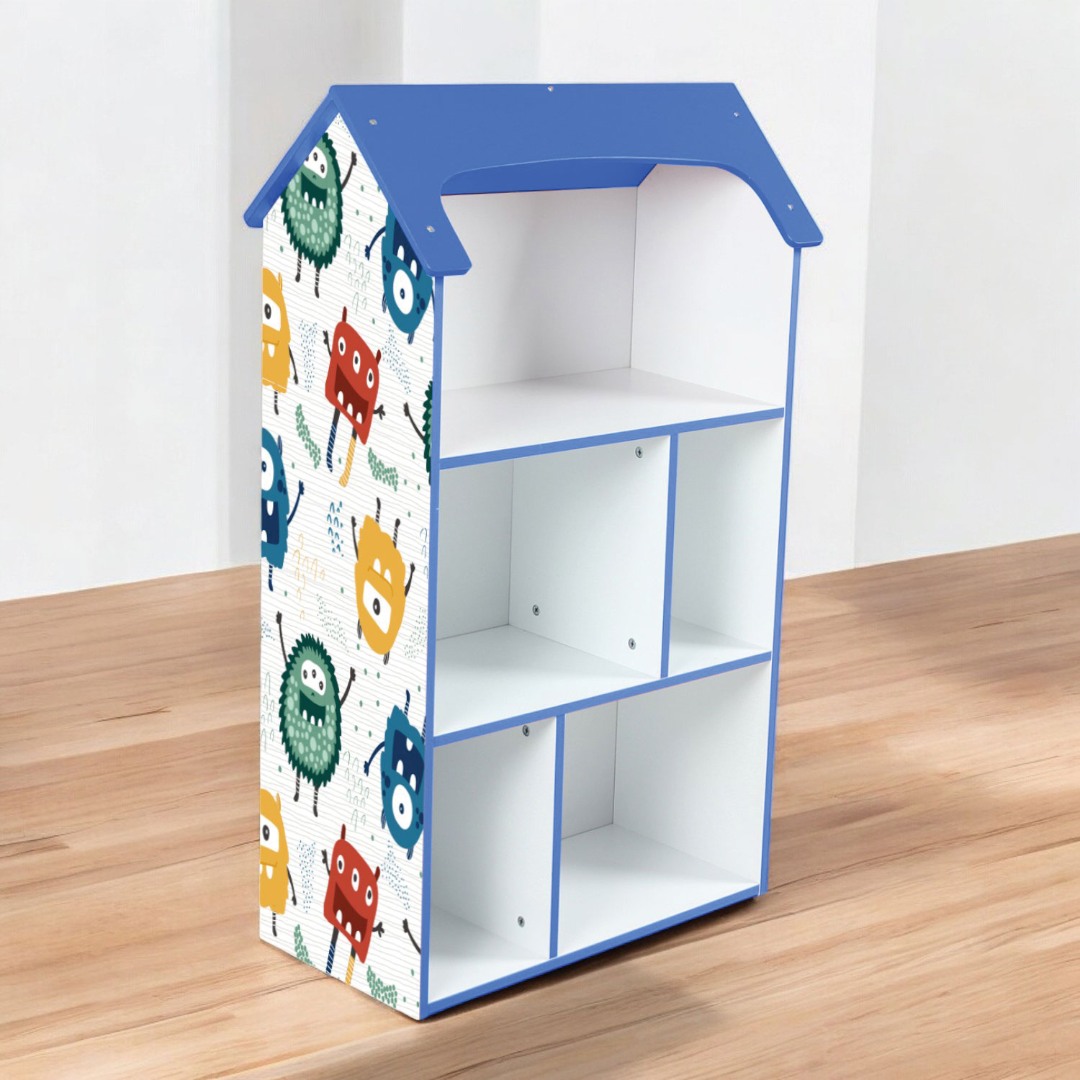 Детска Дървена Етажерка за Съхранение на Играчки и Книжки - Къщичка UNIVERSE