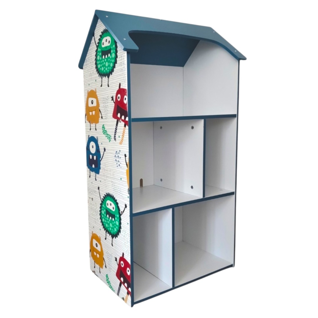 Детска Дървена Етажерка за Съхранение на Играчки и Книжки - Къщичка UNIVERSE