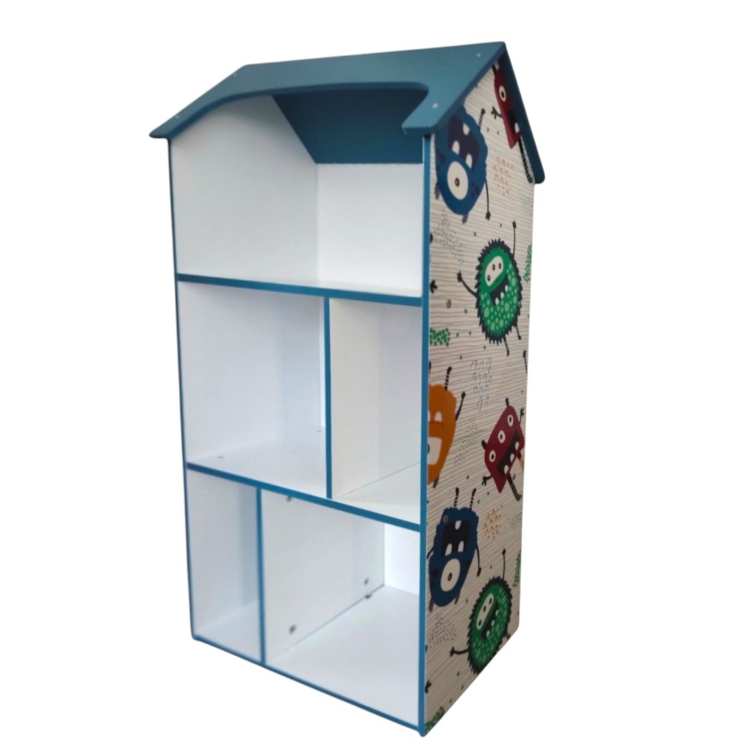 Детска Дървена Етажерка за Съхранение на Играчки и Книжки - Къщичка UNIVERSE