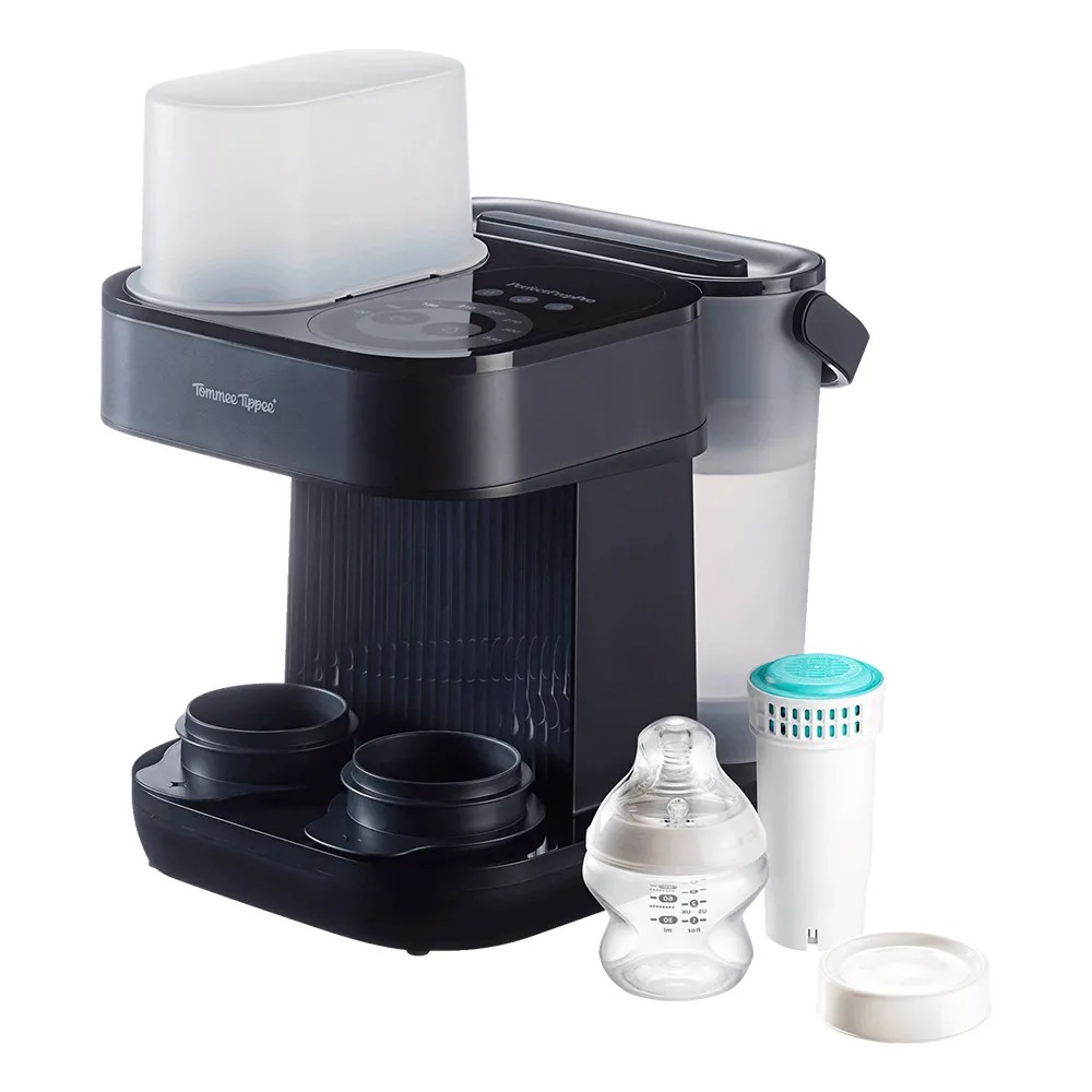 Уред за автоматично приготвяне на адаптирано мляко Tommee Tippee PerfectPrep Pro, Hot Shot технология, антибактериален филтър, прецизно дозиране от 120 до 330 мл, цифров дисплей, приложение за iOS и Android