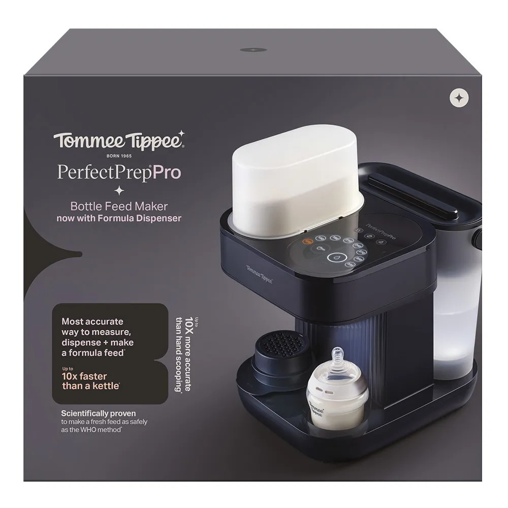 Уред за автоматично приготвяне на адаптирано мляко Tommee Tippee PerfectPrep Pro, Hot Shot технология, антибактериален филтър, прецизно дозиране от 120 до 330 мл, цифров дисплей, приложение за iOS и Android