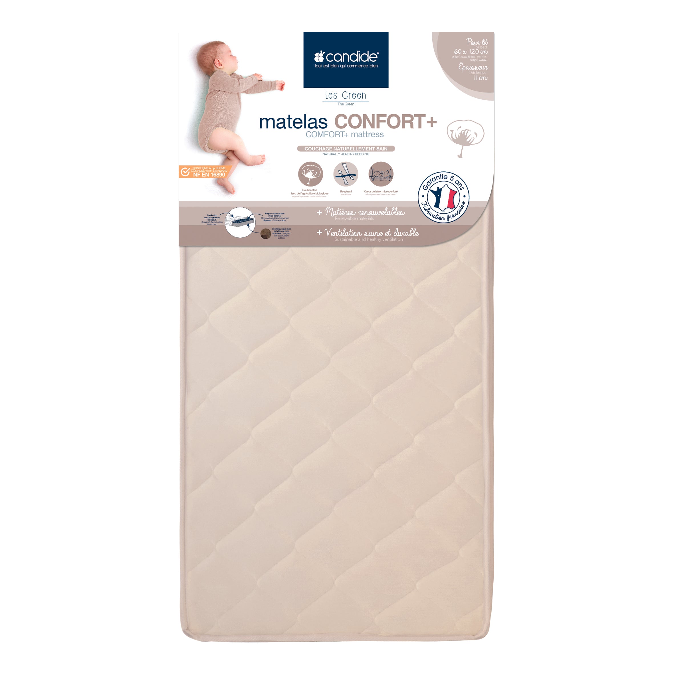 Органичен Матрак Коко Comfort+ За Легло 60X120См (11См Дебелина) Candide