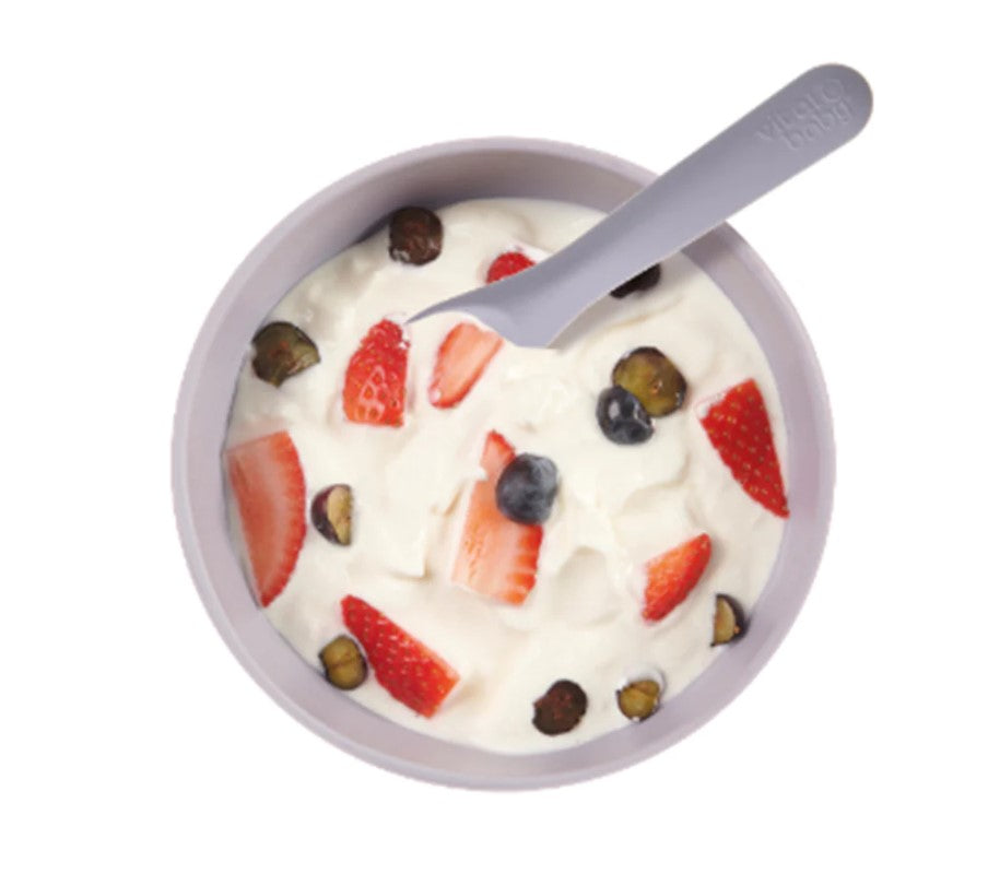 Комплект Силиконова Купа С Вакум И Лъжичка Виолетов Vital Baby