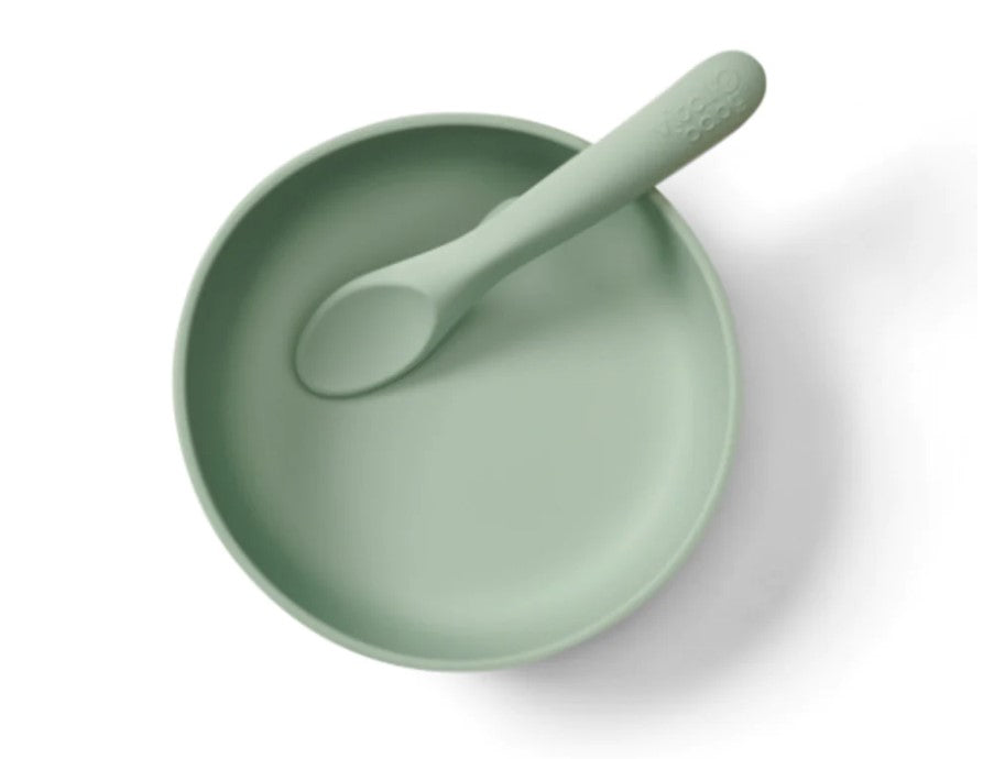 Комплект Силиконова Купа С Вакум И Лъжичка Мента Vital Baby
