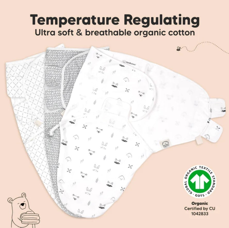 Пелени За Повиване Organic 0-3 месеца 3бр Горски Животни KeaBabies