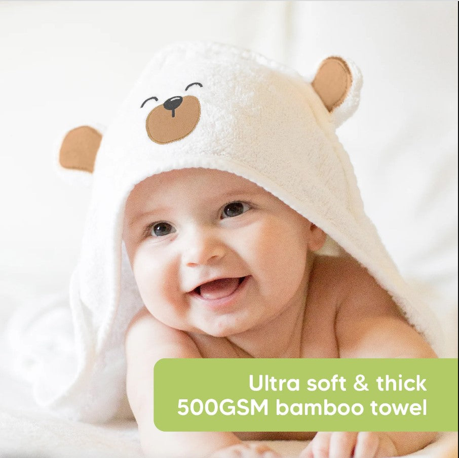 KeaBabies Organic Bamboo Brown Bear Hooded Baby Towel