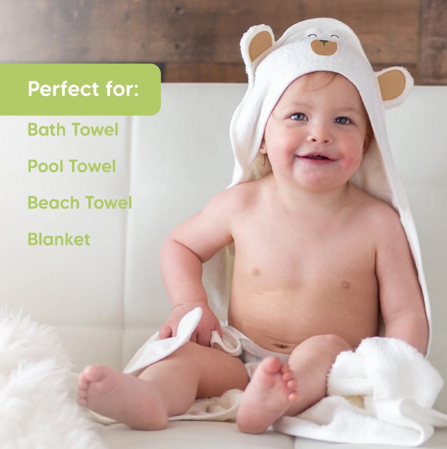 KeaBabies Organic Bamboo Brown Bear Hooded Baby Towel