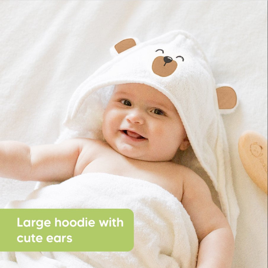 KeaBabies Organic Bamboo Brown Bear Hooded Baby Towel