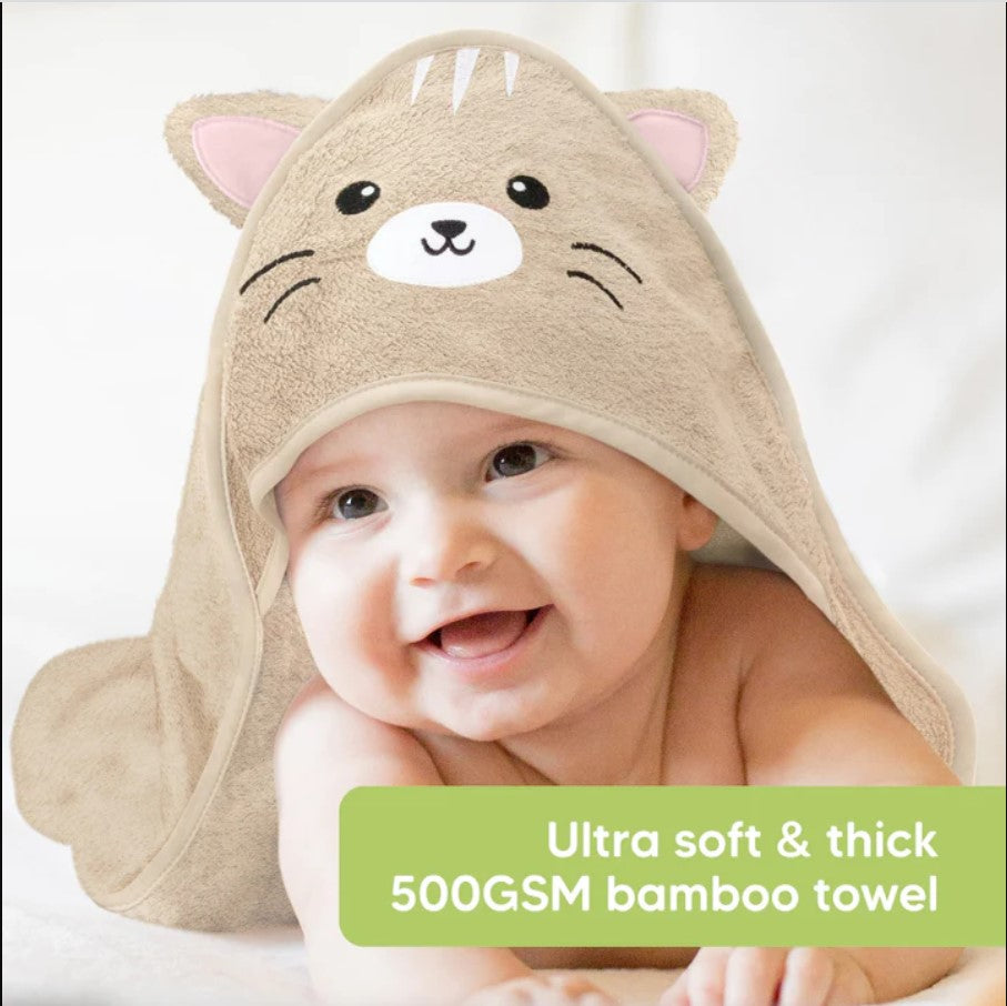 KeaBabies Organic Bamboo Cat Hooded Baby Towel