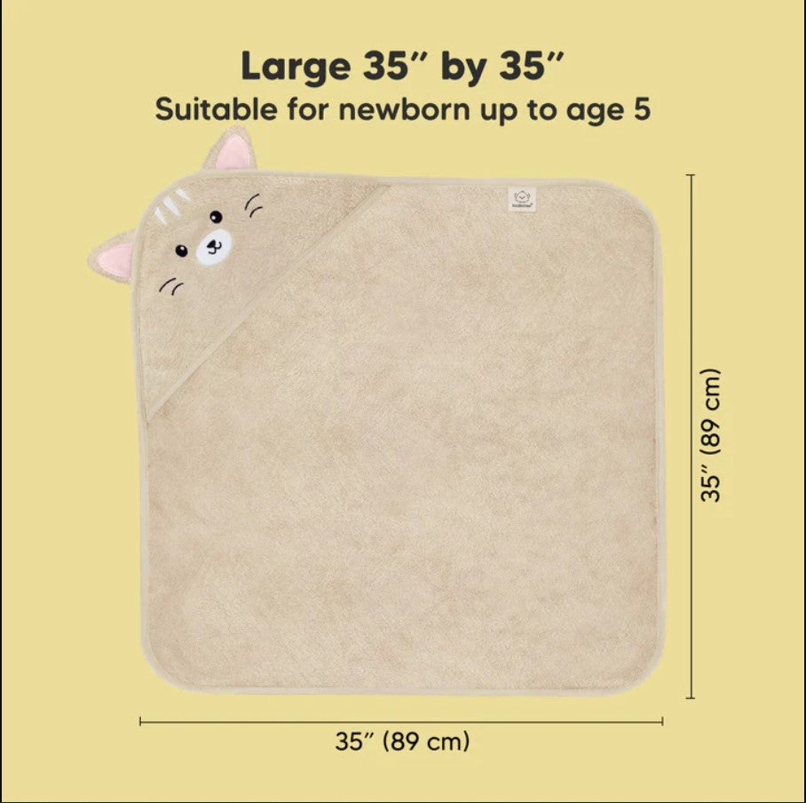 KeaBabies Organic Bamboo Cat Hooded Baby Towel
