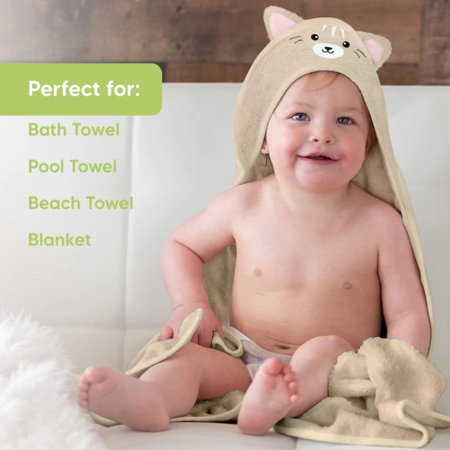 KeaBabies Organic Bamboo Cat Hooded Baby Towel