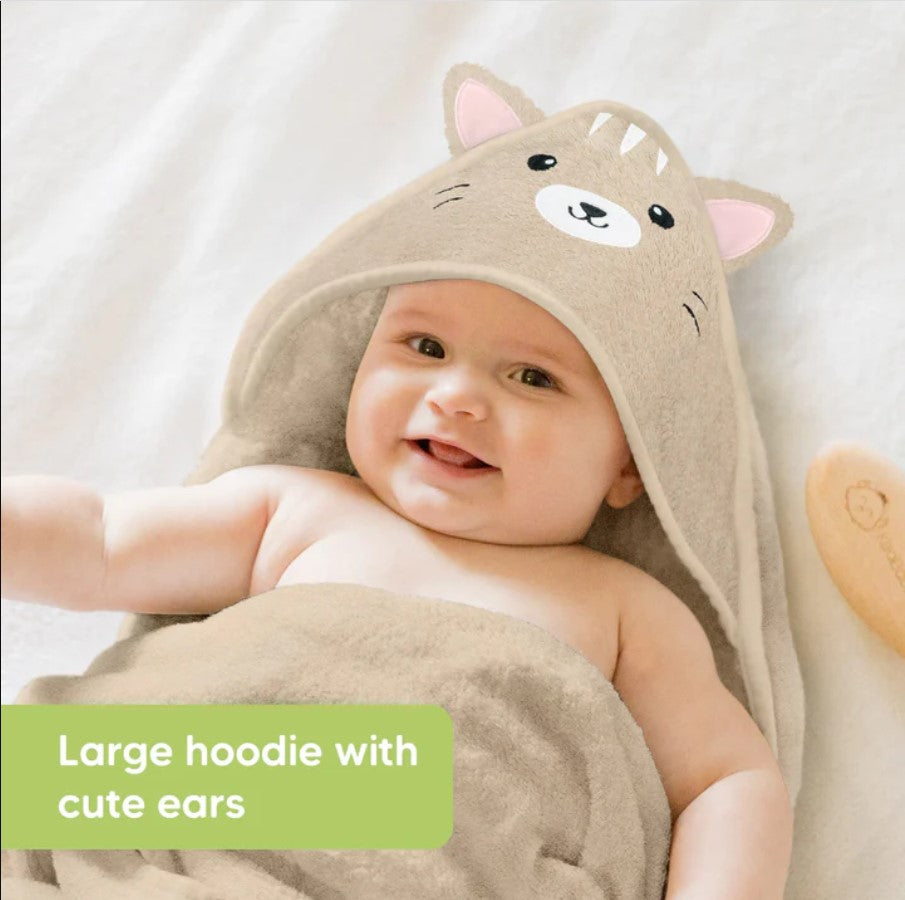 KeaBabies Organic Bamboo Cat Hooded Baby Towel