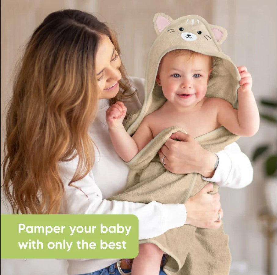 KeaBabies Organic Bamboo Cat Hooded Baby Towel