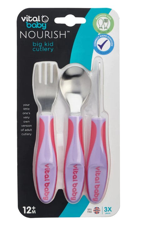 Детски метални прибори 12м+ Лилаво Vital Baby