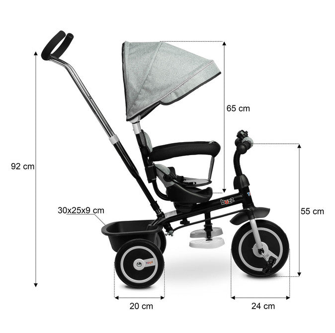 Триколка С Родителски Контрол Buzz Grey Caretero Toyz
