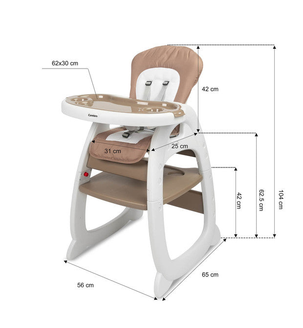 Столче За Хранене 2в1 + Маса Homee Brown Caretero