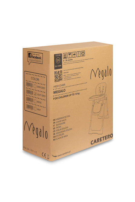 Столче За Хранене Megalo Light Grey Caretero