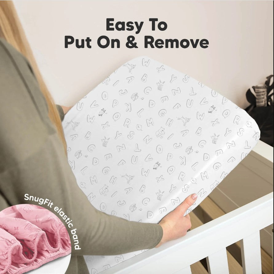 Чаршафи От Органичен Памук 2 Броя 60х120См Розови Abc Kea Babies