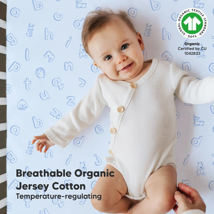 Чаршафи От Органичен Памук 2 Броя 60х120См Сини Abc Kea Babies