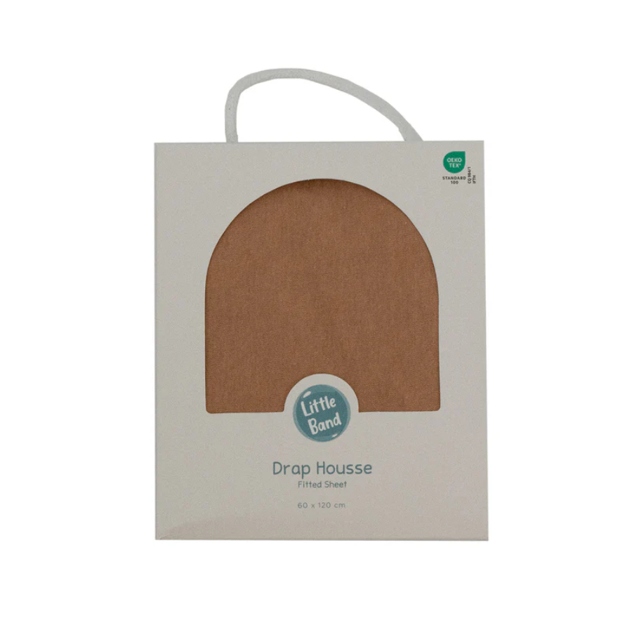 Baby sheet with elastic made of cotton jersey 60x120 cm Pecan Little band