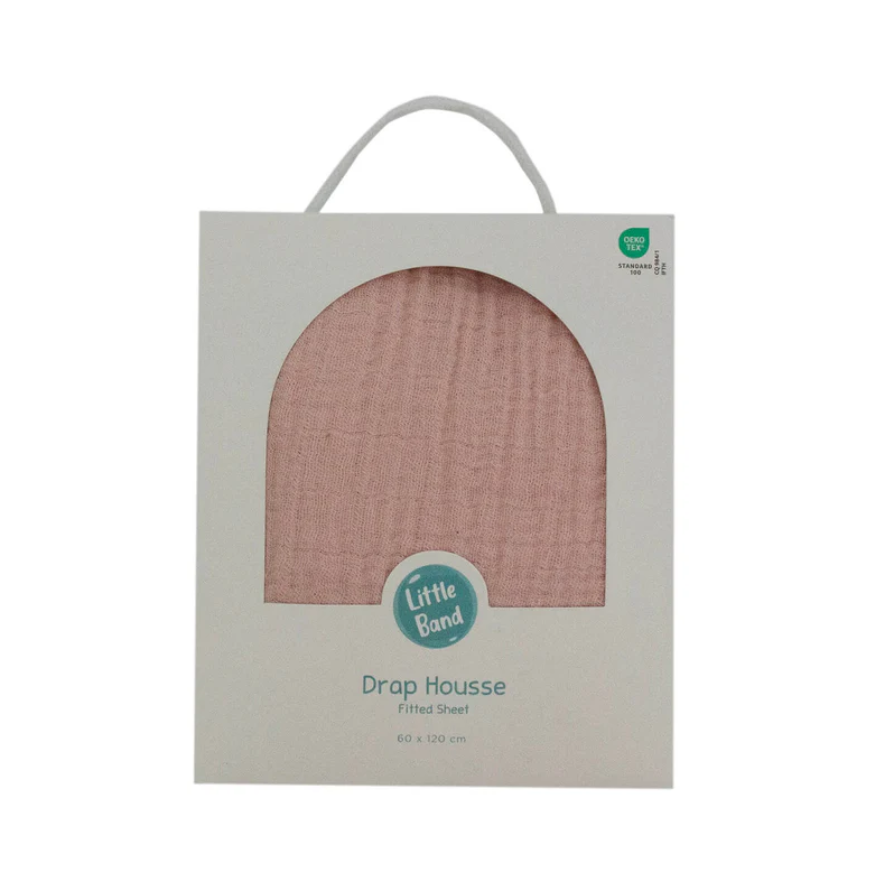 Muslin Fitted Sheet 60x120 cm Peony Little band