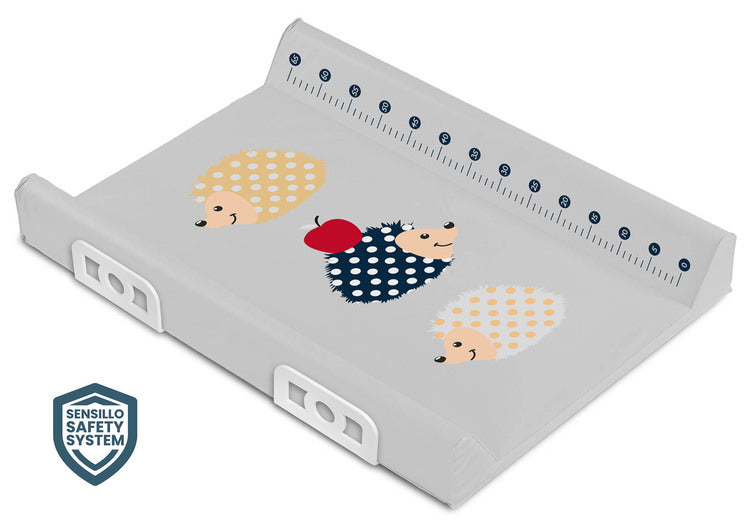 Changing Mat with Safety System Hedgehogs Grey