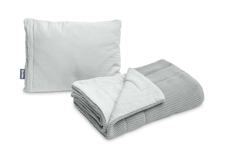 Reversible Bedding Set Muslin/Knitted Cotton 100X80 Cm Gray Sensillo