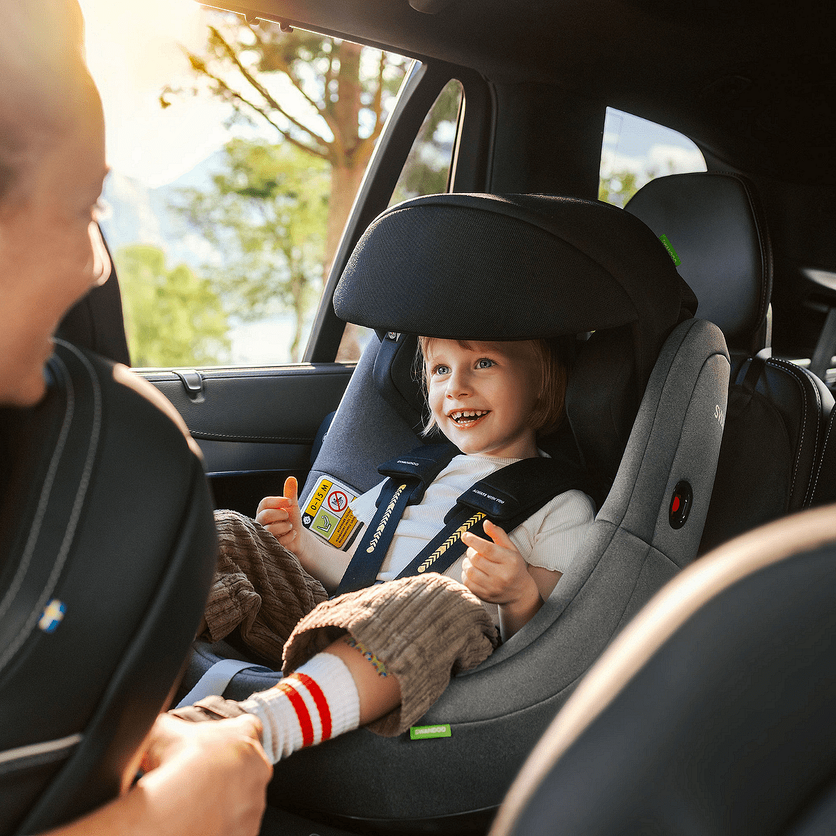 Swandoo Marie5 i-Size 360° Car Seat (0-18 kg.) R129 + canopy and seat protector Color Lime&Sesame Grey