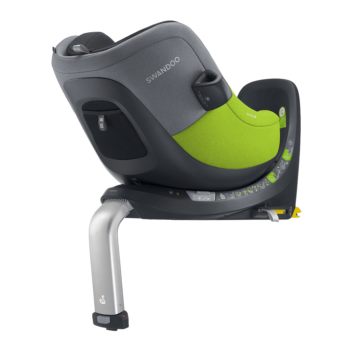 Swandoo Marie5 i-Size 360° Car Seat (0-18 kg.) R129 + canopy and seat protector Color Lime&Sesame Grey