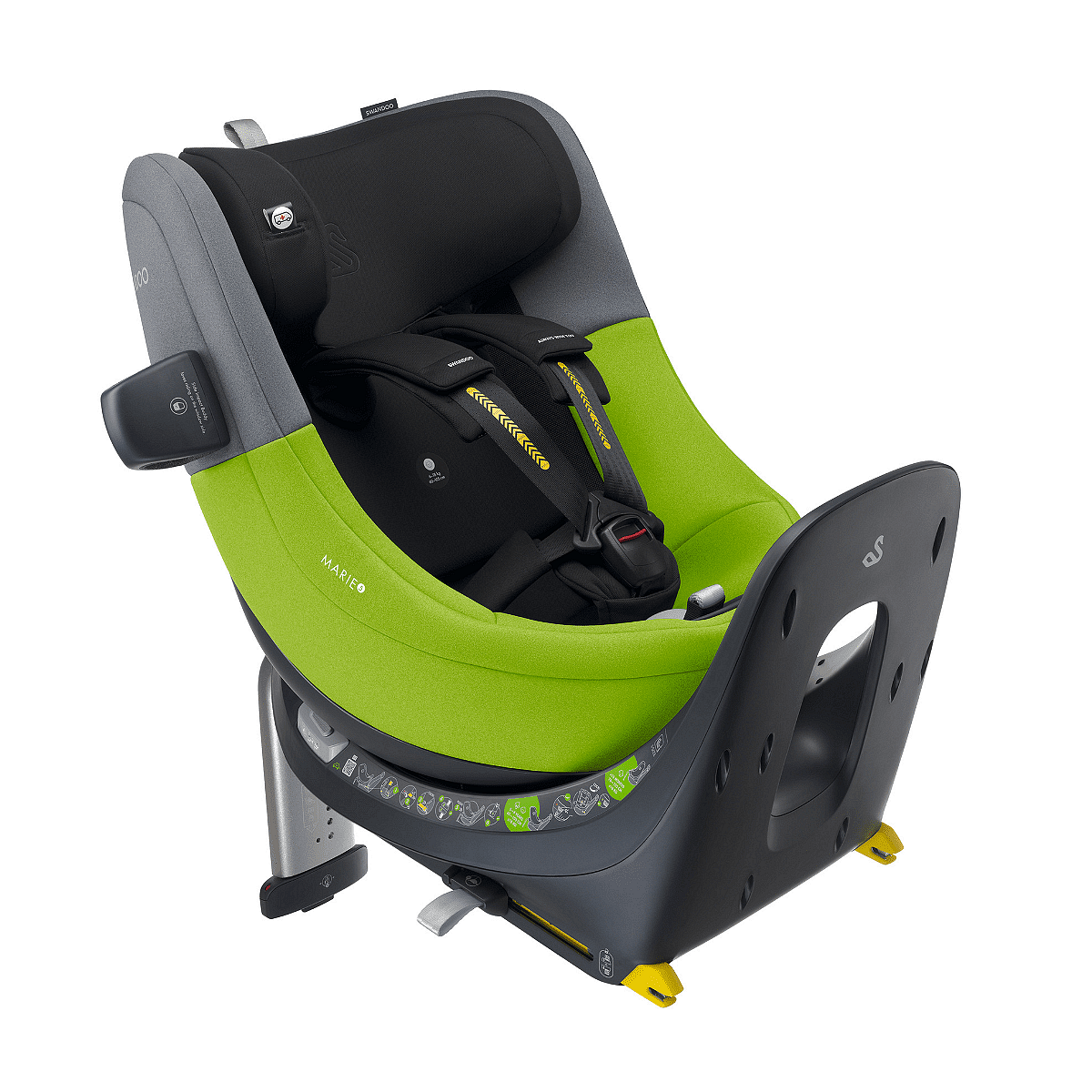 Swandoo Marie5 i-Size 360° Car Seat (0-18 kg.) R129 + canopy and seat protector Color Lime&Sesame Grey