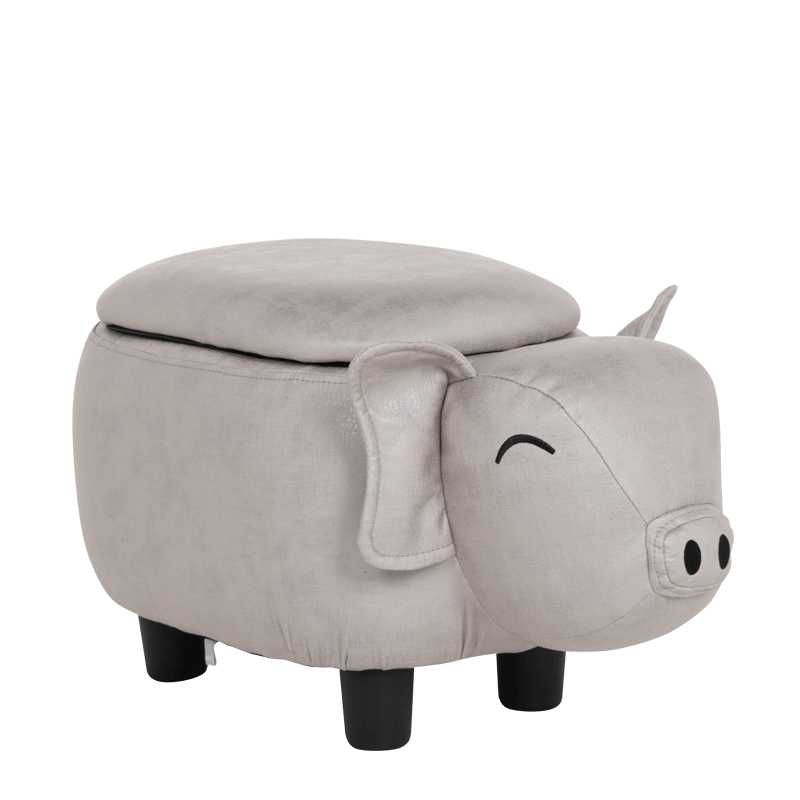 Children's stool with chest - gray pig