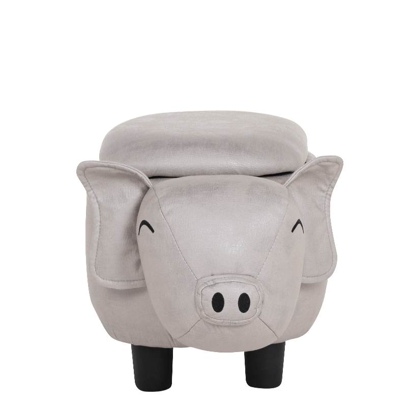 Children's stool with chest - gray pig