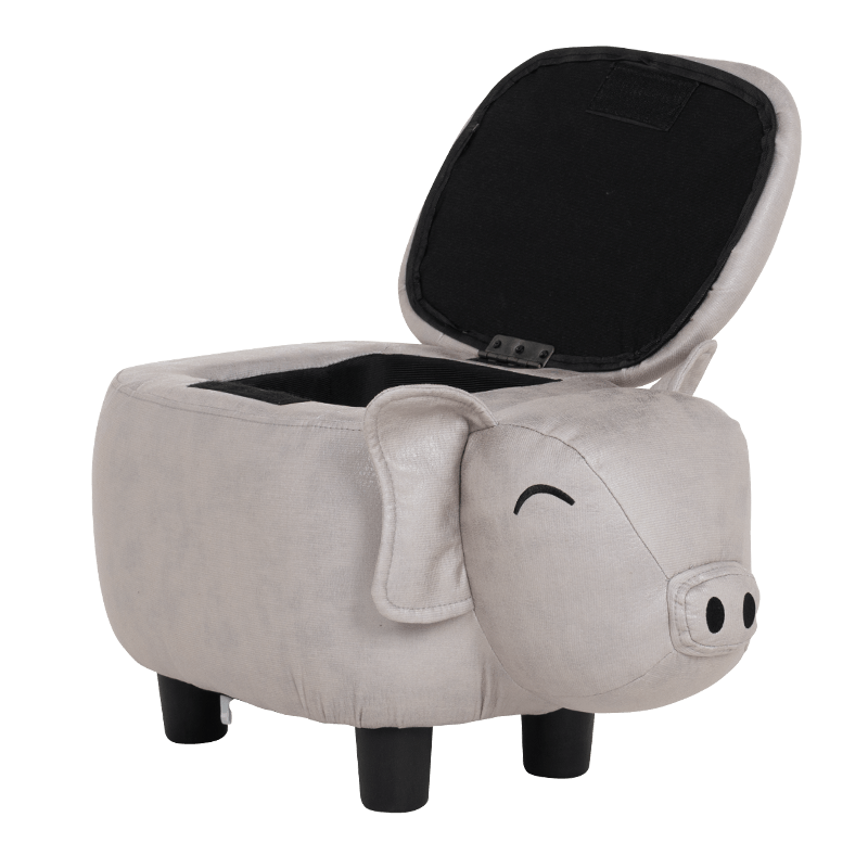 Children's stool with chest - gray pig